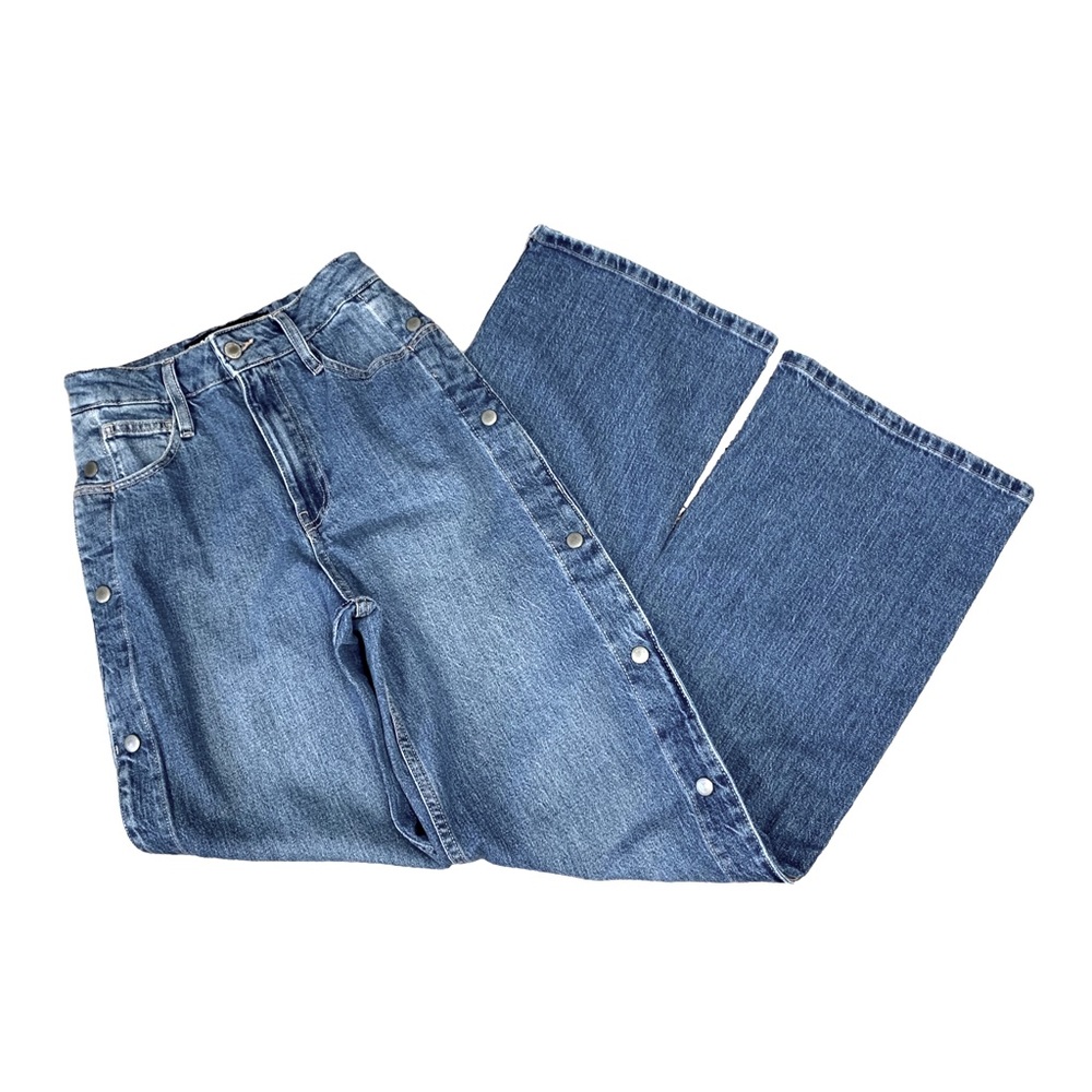 NWT Social Tourist Highest Rise Side Snap Extreme Baggy Jeans Medium Wash Denim - Picture 3 of 16